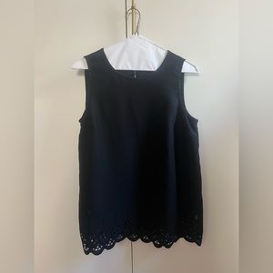 Banana Republic Black Sleeveless Top with Laser-cut Design